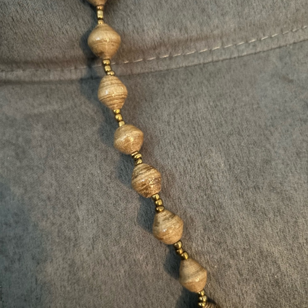 Elegant Gold Beaded Necklace. New handmade in Rwanda